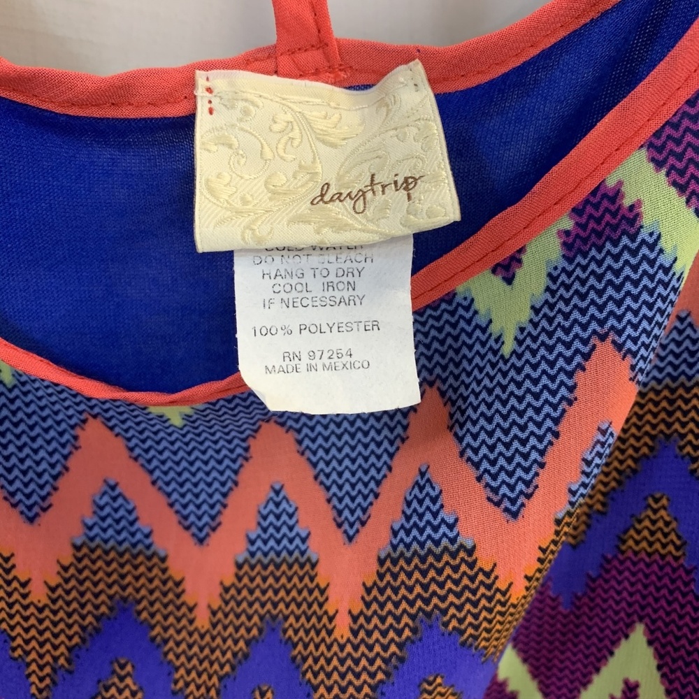 Daytrip Blue Hot Orange Tank Top Multi Large - Picture 3 of 3